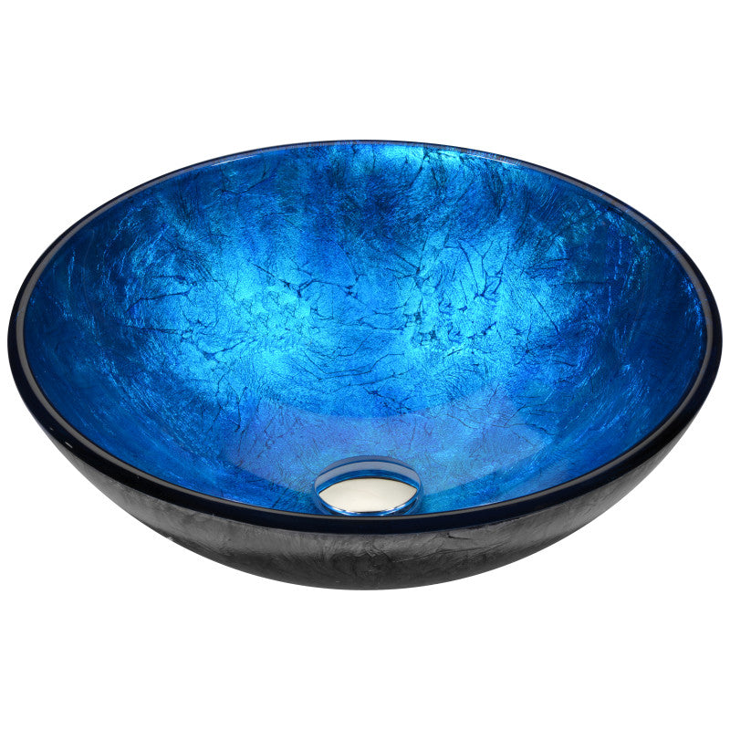 ANZZI Arc Series Vessel Sink, Frosted Blue, 16.5 in. Round