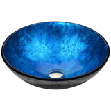 ANZZI Arc Series Vessel Sink, Frosted Blue, 16.5 in. Round