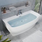 ANZZI Bank 65 in. L x 31 in. W Acrylic Flatbottom Freestanding Non-Whirlpool Bathtub with Deck-Mounted Faucet Platform, Glossy White