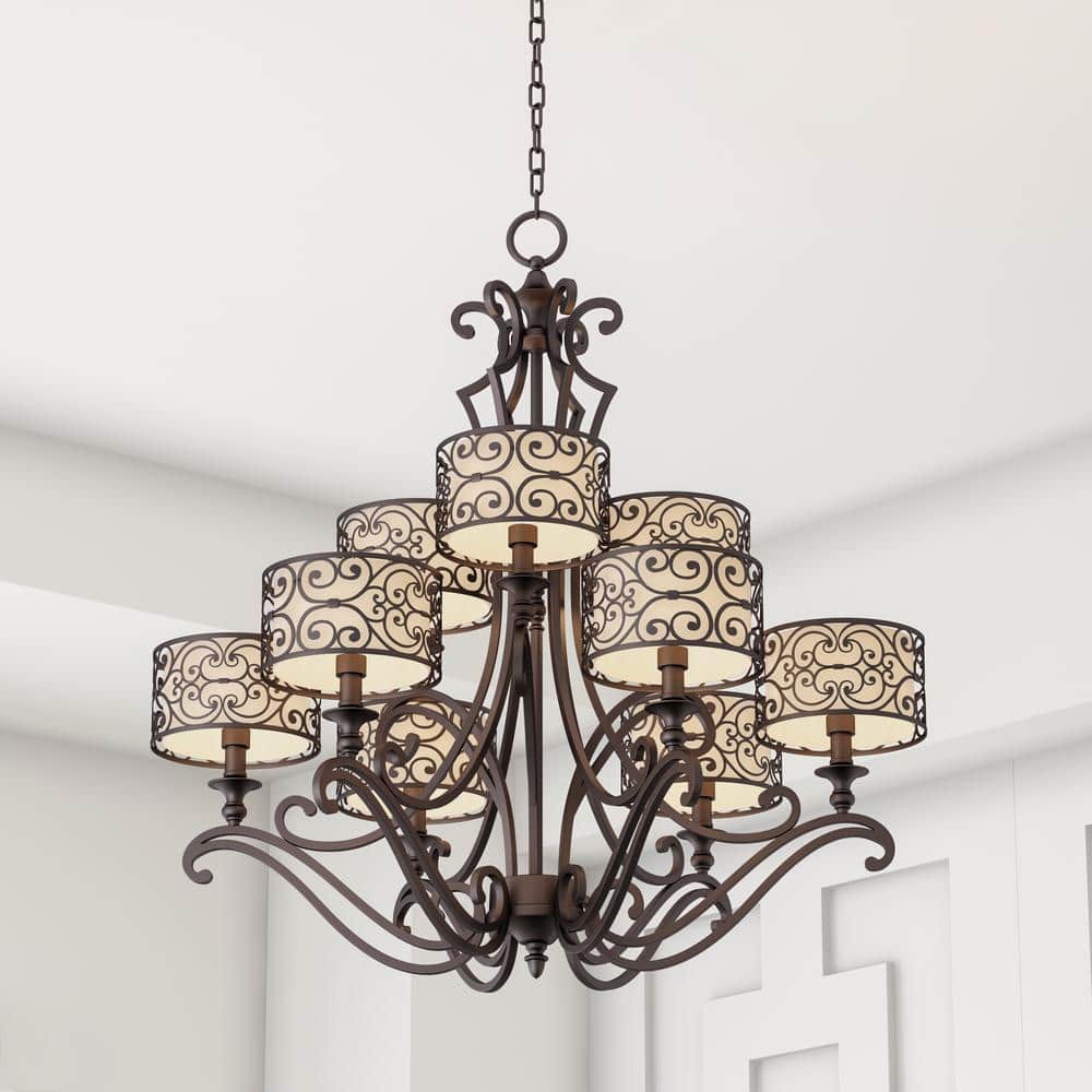 Maxim Lighting Mondrian 9-Light Umber Bronze Multi-Tier Chandelier
