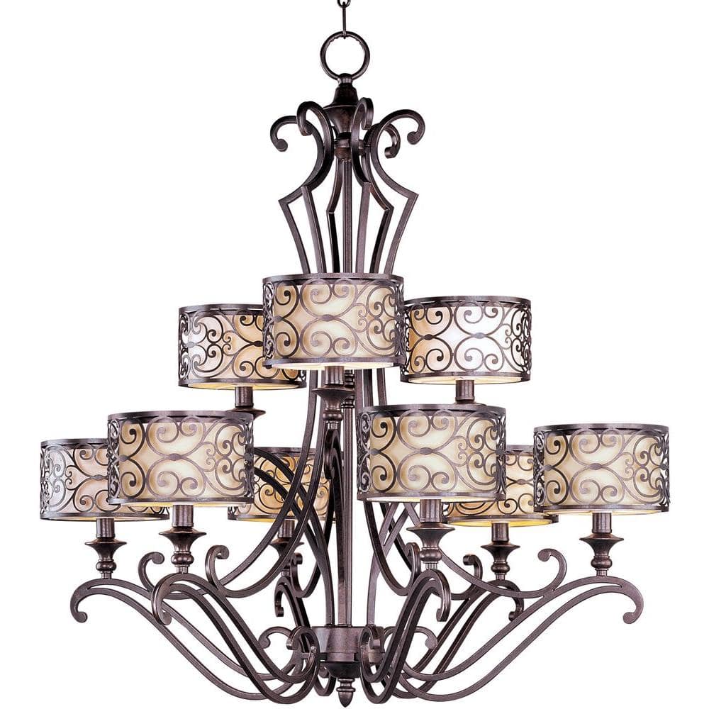 Maxim Lighting Mondrian 9-Light Umber Bronze Multi-Tier Chandelier