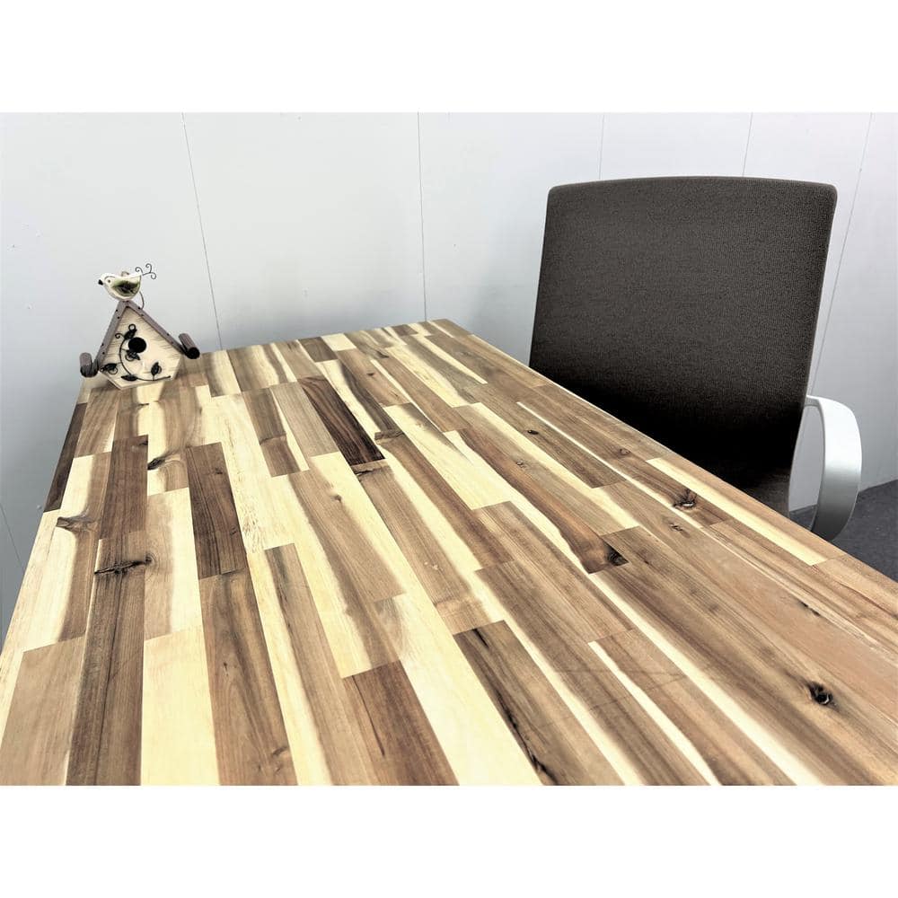 HARDWOOD REFLECTIONS 4 ft. L x 25 in. D Unfinished Acacia Solid Wood Butcher Block Countertop With Square Edge