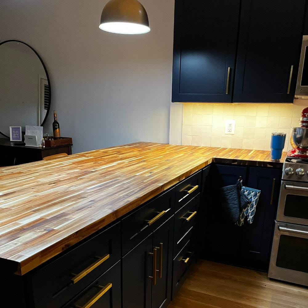 HARDWOOD REFLECTIONS 6 ft. L x 25 in. D Unfinished Acacia Solid Wood Butcher Block Countertop With Square Edge