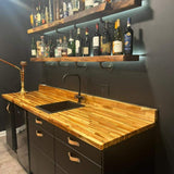 HARDWOOD REFLECTIONS 8 ft. L x 25 in. D Unfinished Acacia Solid Wood Butcher Block Countertop With Square Edge