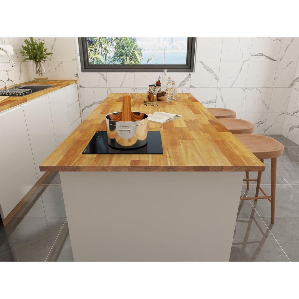 Interbuild 6 ft. L x 25.5 in. D, Unfinished Acacia Butcher Block Standard Countertop, with Live Edge