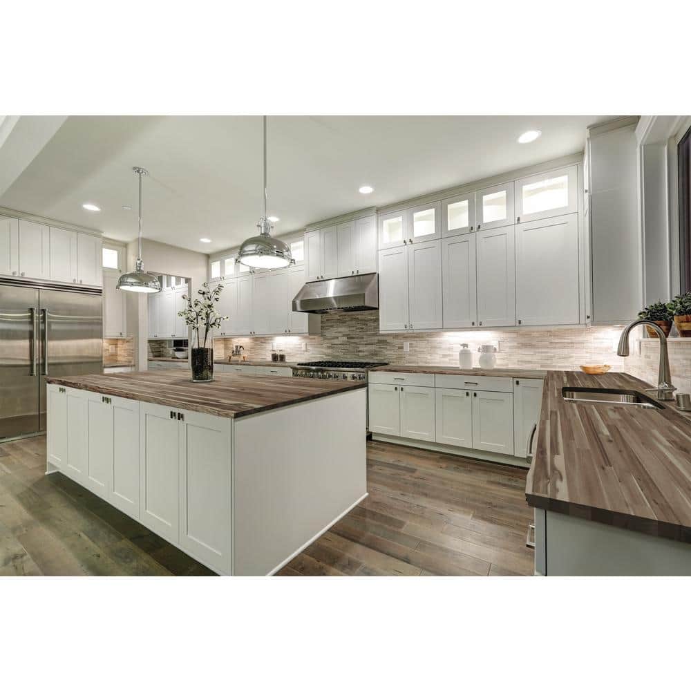 Interbuild 6.2 ft. L x 40 in. D, Unfinished Acacia Butcher Block Island Countertop, with Live Edge