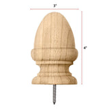 Waddell Acorn Post Top with Pre-Installed Screw - 4 in. x 3 in. - Unfinished Sanded Pine - DIY Porch and Fence Decor