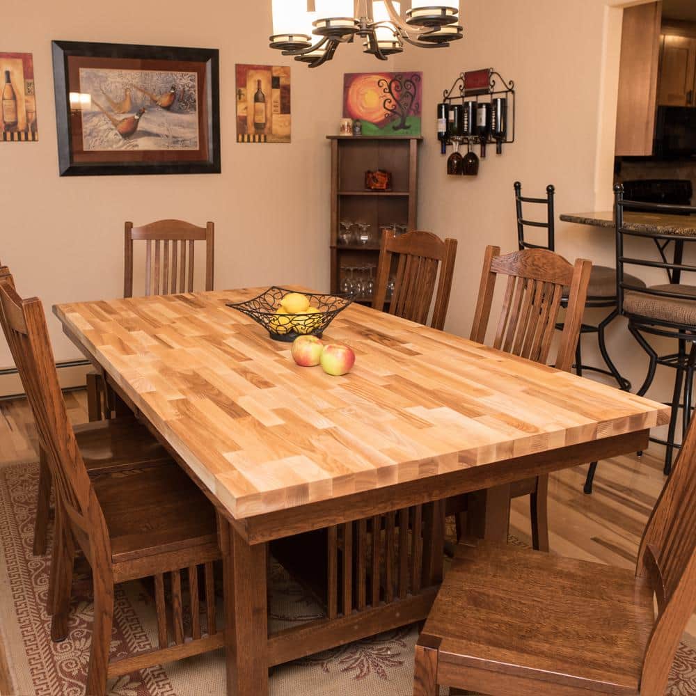 HARDWOOD REFLECTIONS 8 ft. L x 25 in. D Unfinished Ash Butcher Block Standard Countertop with Square Edge