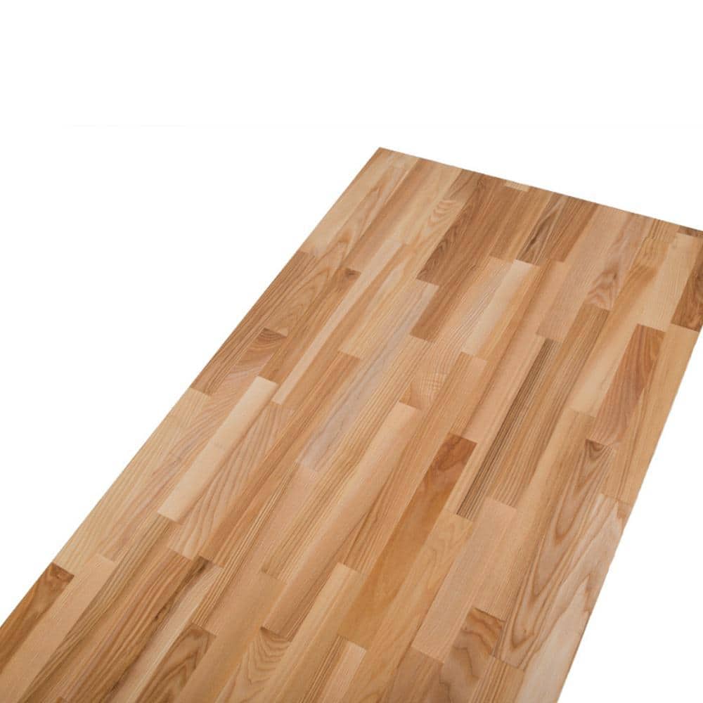 HARDWOOD REFLECTIONS 8 ft. L x 25 in. D Unfinished Ash Butcher Block Standard Countertop with Square Edge