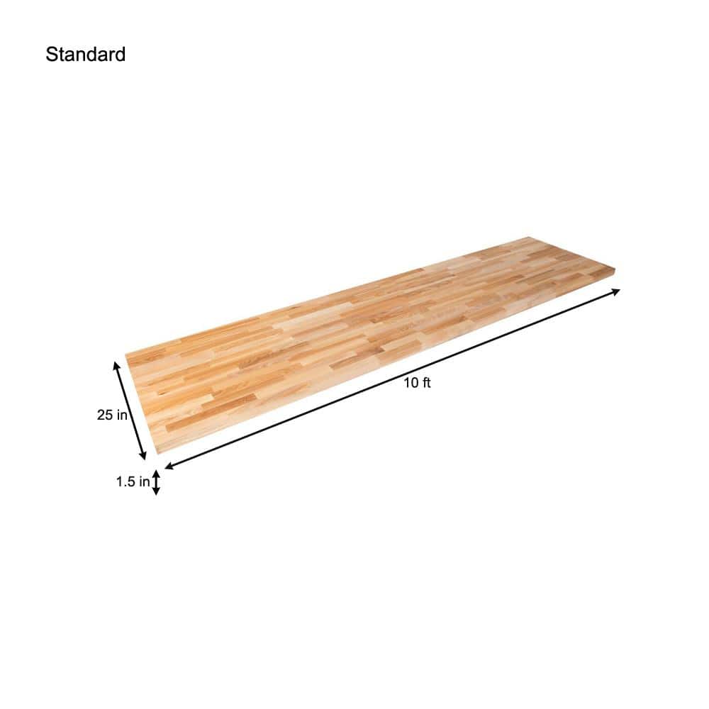 HARDWOOD REFLECTIONS 10 ft. L x 25 in. D Unfinished Ash Butcher Block Standard Countertop with Square Edge