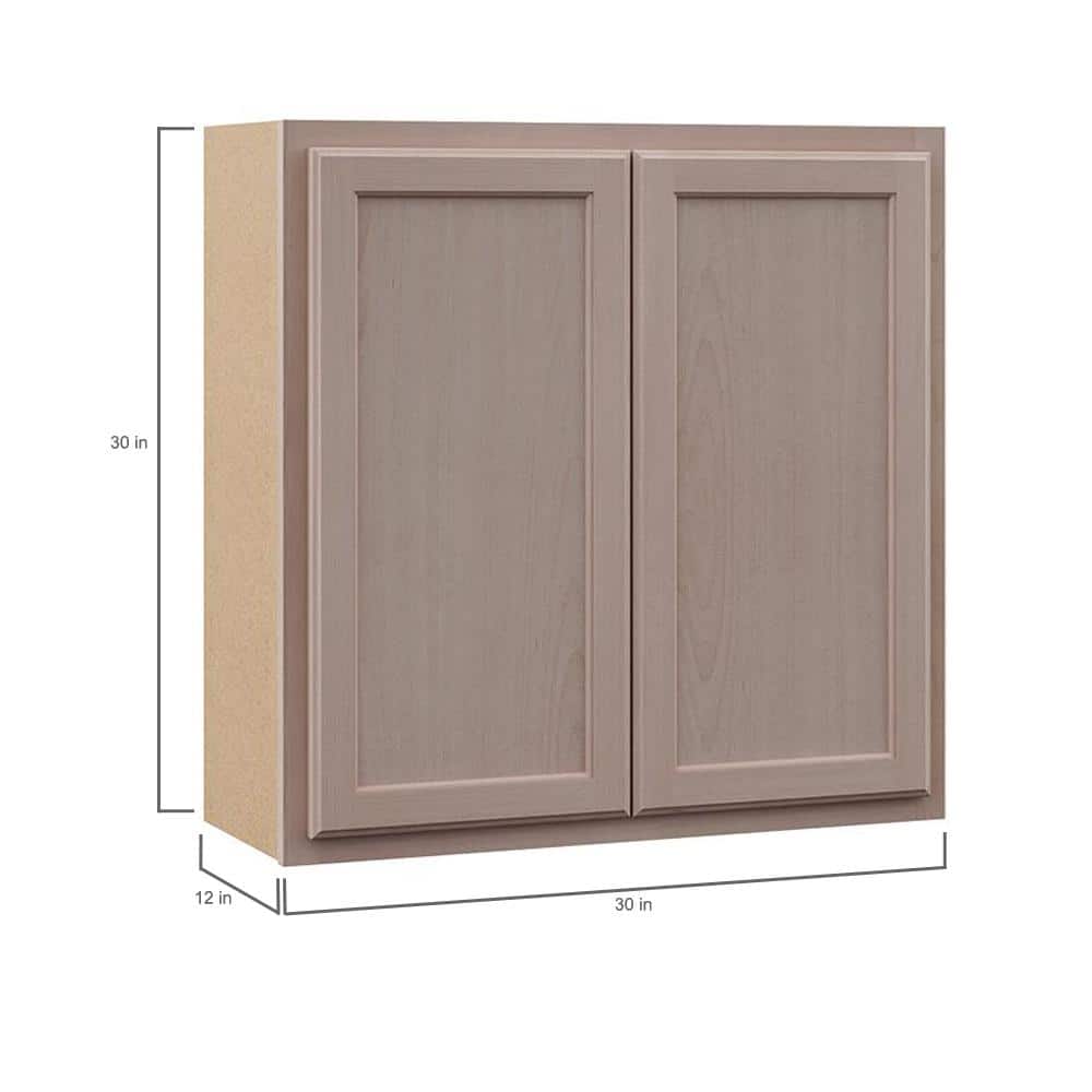 30 in. W x 12 in. D x 30 in. H Assembled Wall Kitchen Cabinet in Unfinished with Recessed Panel