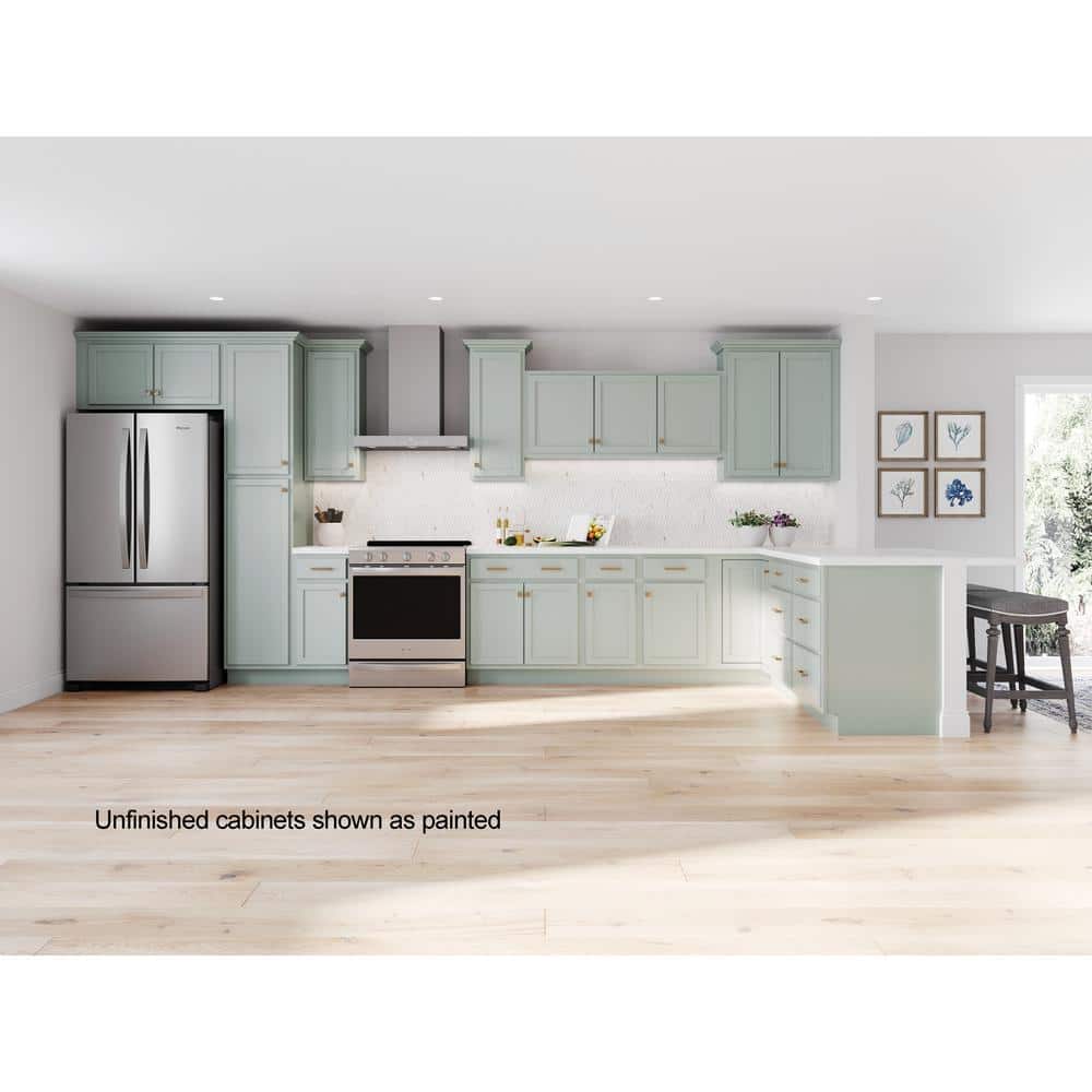 30 in. W x 12 in. D x 30 in. H Assembled Wall Kitchen Cabinet in Unfinished with Recessed Panel