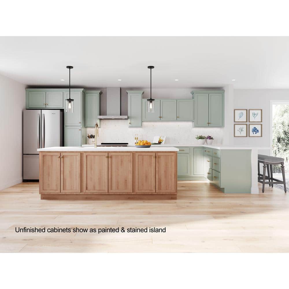 36 in. W x 12 in. D x 12 in. H Assembled Wall Kitchen Cabinet in Unfinished with Recessed Panel