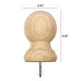 Waddell Large Ball Post Top with Pre-Installed Screw - 4.25 in. x 3.25 in. - Unfinished Sanded Pine - DIY Porch and Fence Decor