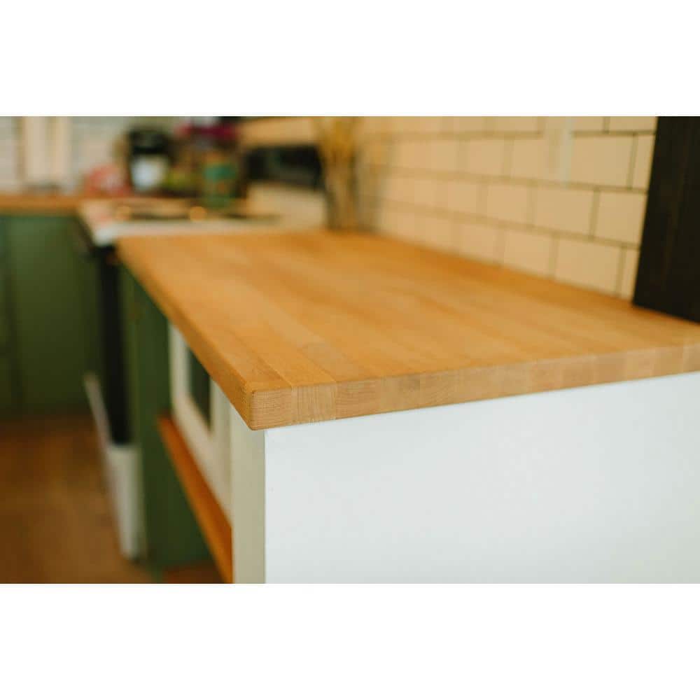 HARDWOOD REFLECTIONS 4 ft. L x 25 in. D Unfinished Beech Solid Wood Butcher Block Countertop With Eased Edge