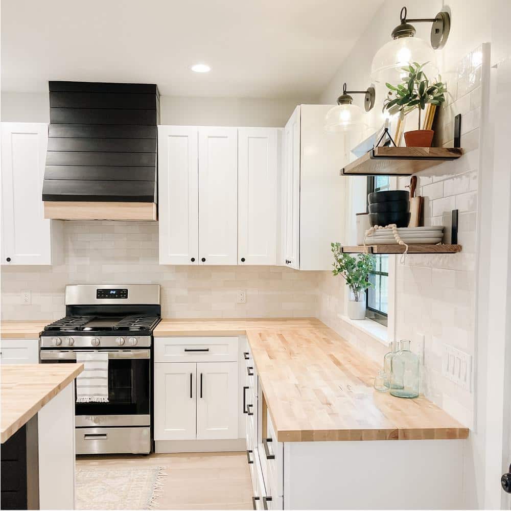 HARDWOOD REFLECTIONS 10 ft. L x 25 in. D Unfinished Birch Solid Wood Butcher Block Countertop With Eased Edge