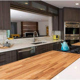HARDWOOD REFLECTIONS 10 ft. L x 25 in. D Unfinished Birch Solid Wood Butcher Block Countertop With Eased Edge