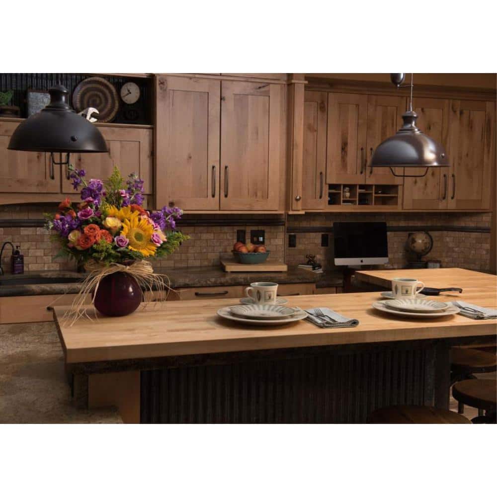 HARDWOOD REFLECTIONS 10 ft. L x 25 in. D Unfinished Birch Solid Wood Butcher Block Countertop With Eased Edge