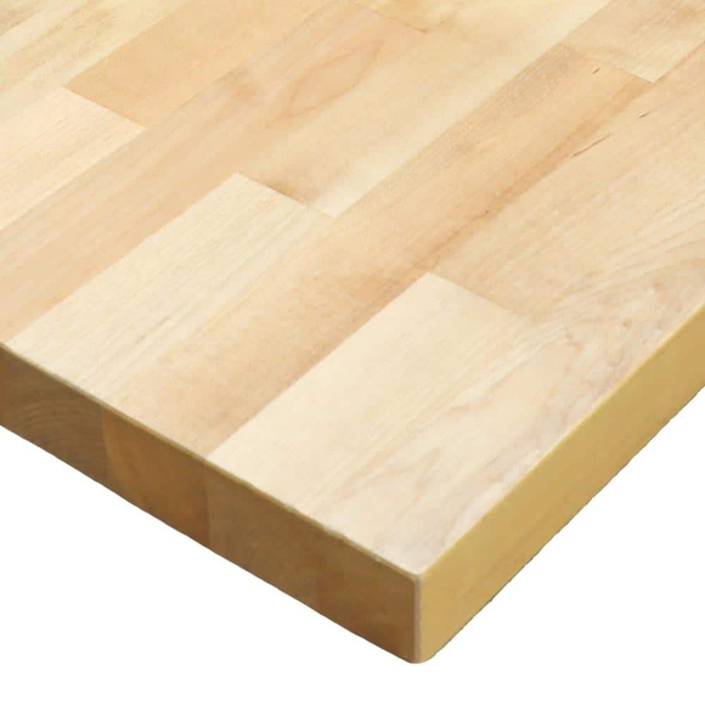 HARDWOOD REFLECTIONS 10 ft. L x 25 in. D Unfinished Birch Solid Wood Butcher Block Countertop With Eased Edge