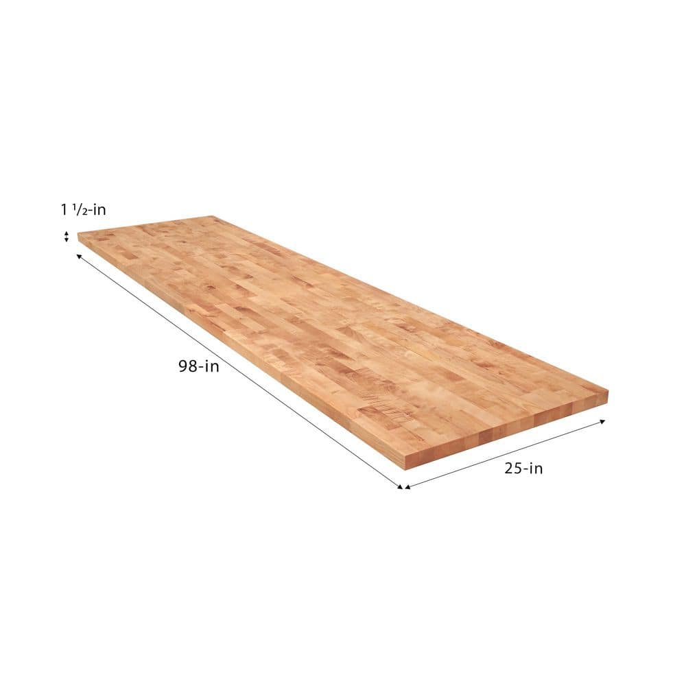 HARDWOOD REFLECTIONS Unfinished Birch Butcher Block Countertop - 8 ft x 25 in
