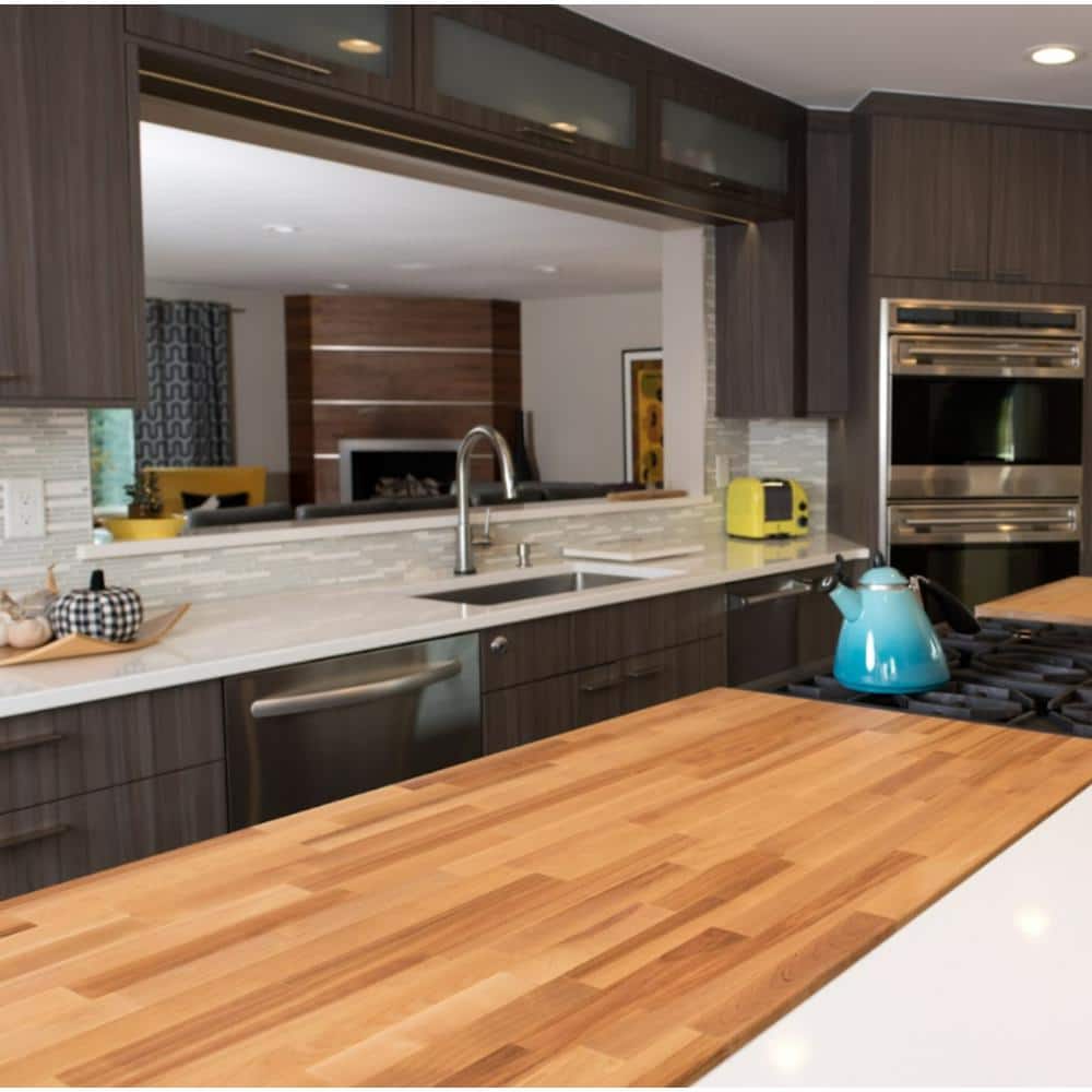 HARDWOOD REFLECTIONS 6 ft. L x 25 in. D Unfinished Birch Solid Wood Butcher Block Countertop With Eased Edge
