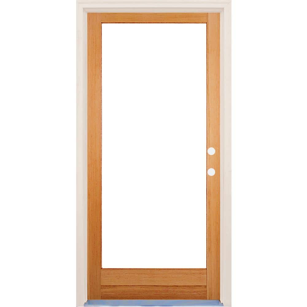 36 in. x 80 in. Left-Hand/Inswing Full Lite Low-E Clear Glass Unfinished Fir Wood Prehung Front Door