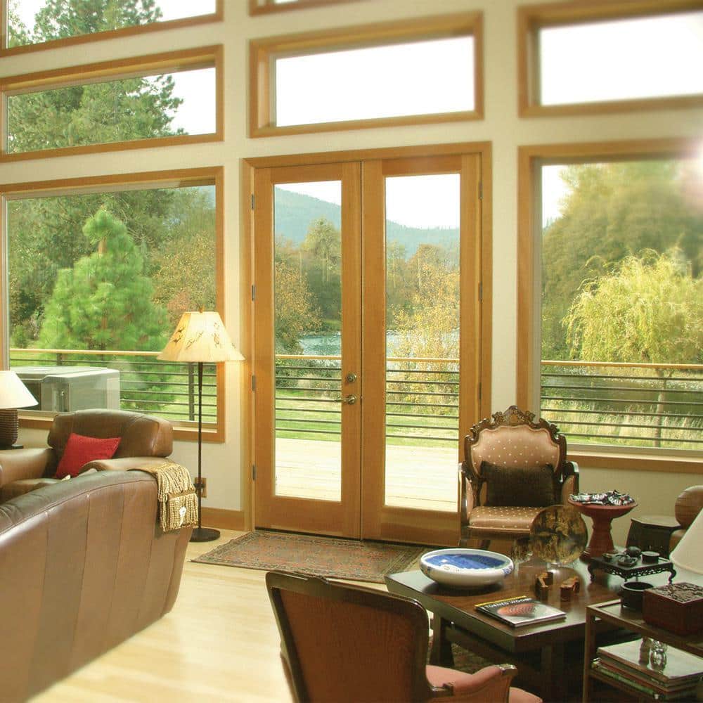 36 in. x 80 in. Left-Hand/Inswing Full Lite Low-E Clear Glass Unfinished Fir Wood Prehung Front Door
