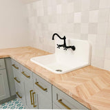 HARDWOOD REFLECTIONS 8 ft. L x 25 in. D Unfinished Hevea Chevron Solid Wood Butcher Block Countertop With Square Edge
