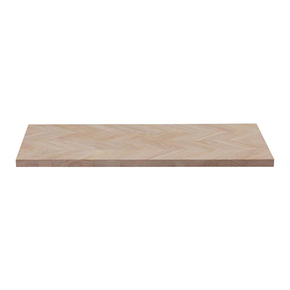 HARDWOOD REFLECTIONS 8 ft. L x 25 in. D Unfinished Hevea Chevron Solid Wood Butcher Block Countertop With Square Edge