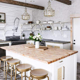 HARDWOOD REFLECTIONS 8 ft. L x 25 in. D Unfinished Hevea Chevron Solid Wood Butcher Block Countertop With Square Edge