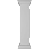 Ekena Millwork Corner 40 in. x 8 in. White Box Newel Post with Panel, Flat Capital and Base Trim (Installation Kit Included)
