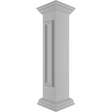 Ekena Millwork Corner 40 in. x 8 in. White Box Newel Post with Panel, Flat Capital and Base Trim (Installation Kit Included)