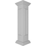 Ekena Millwork Corner 40 in. x 8 in. White Box Newel Post with Panel, Flat Capital and Base Trim (Installation Kit Included)