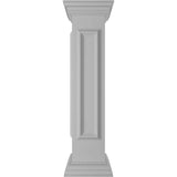 Ekena Millwork Corner 40 in. x 8 in. White Box Newel Post with Panel, Peaked Capital and Base Trim (Installation Kit Included)