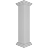 Ekena Millwork Corner 40 in. x 8 in. White Box Newel Post with Panel, Peaked Capital and Base Trim (Installation Kit Included)