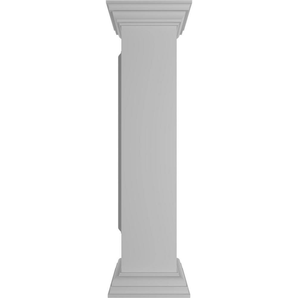 Ekena Millwork Corner 40 in. x 8 in. White Box Newel Post with Panel, Peaked Capital and Base Trim (Installation Kit Included)