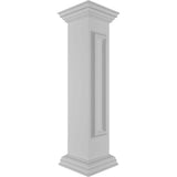 Ekena Millwork Corner 40 in. x 8 in. White Box Newel Post with Panel, Peaked Capital and Base Trim (Installation Kit Included)