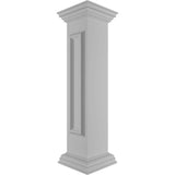 Ekena Millwork Corner 40 in. x 8 in. White Box Newel Post with Panel, Peaked Capital and Base Trim (Installation Kit Included)