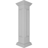 Ekena Millwork Corner 40 in. x 8 in. White Box Newel Post with Panel, Peaked Capital and Base Trim (Installation Kit Included)