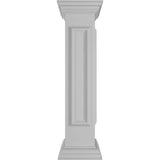 Ekena Millwork End 40 in. x 8 in. White Box Newel Post with Panel, Flat Capital and Base Trim (Installation Kit Included)
