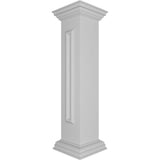 Ekena Millwork End 40 in. x 8 in. White Box Newel Post with Panel, Flat Capital and Base Trim (Installation Kit Included)