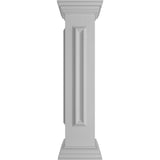 Ekena Millwork End 40 in. x 8 in. White Box Newel Post with Panel, Flat Capital and Base Trim (Installation Kit Included)
