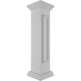 Ekena Millwork End 40 in. x 8 in. White Box Newel Post with Panel, Flat Capital and Base Trim (Installation Kit Included)