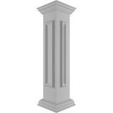 Ekena Millwork End 40 in. x 8 in. White Box Newel Post with Panel, Flat Capital and Base Trim (Installation Kit Included)