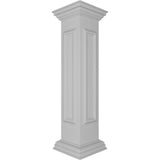 Ekena Millwork End 40 in. x 8 in. White Box Newel Post with Panel, Flat Capital and Base Trim (Installation Kit Included)