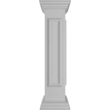 Ekena Millwork End 40 in. x 8 in. White Box Newel Post with Panel, Peaked Capital and Base Trim (Installation Kit Included)