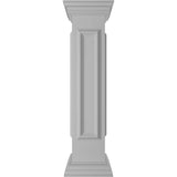 Ekena Millwork End 40 in. x 8 in. White Box Newel Post with Panel, Peaked Capital and Base Trim (Installation Kit Included)