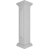 Ekena Millwork End 40 in. x 8 in. White Box Newel Post with Panel, Peaked Capital and Base Trim (Installation Kit Included)