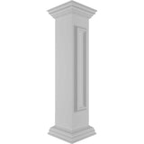 Ekena Millwork End 40 in. x 8 in. White Box Newel Post with Panel, Peaked Capital and Base Trim (Installation Kit Included)