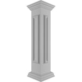 Ekena Millwork End 40 in. x 8 in. White Box Newel Post with Panel, Peaked Capital and Base Trim (Installation Kit Included)
